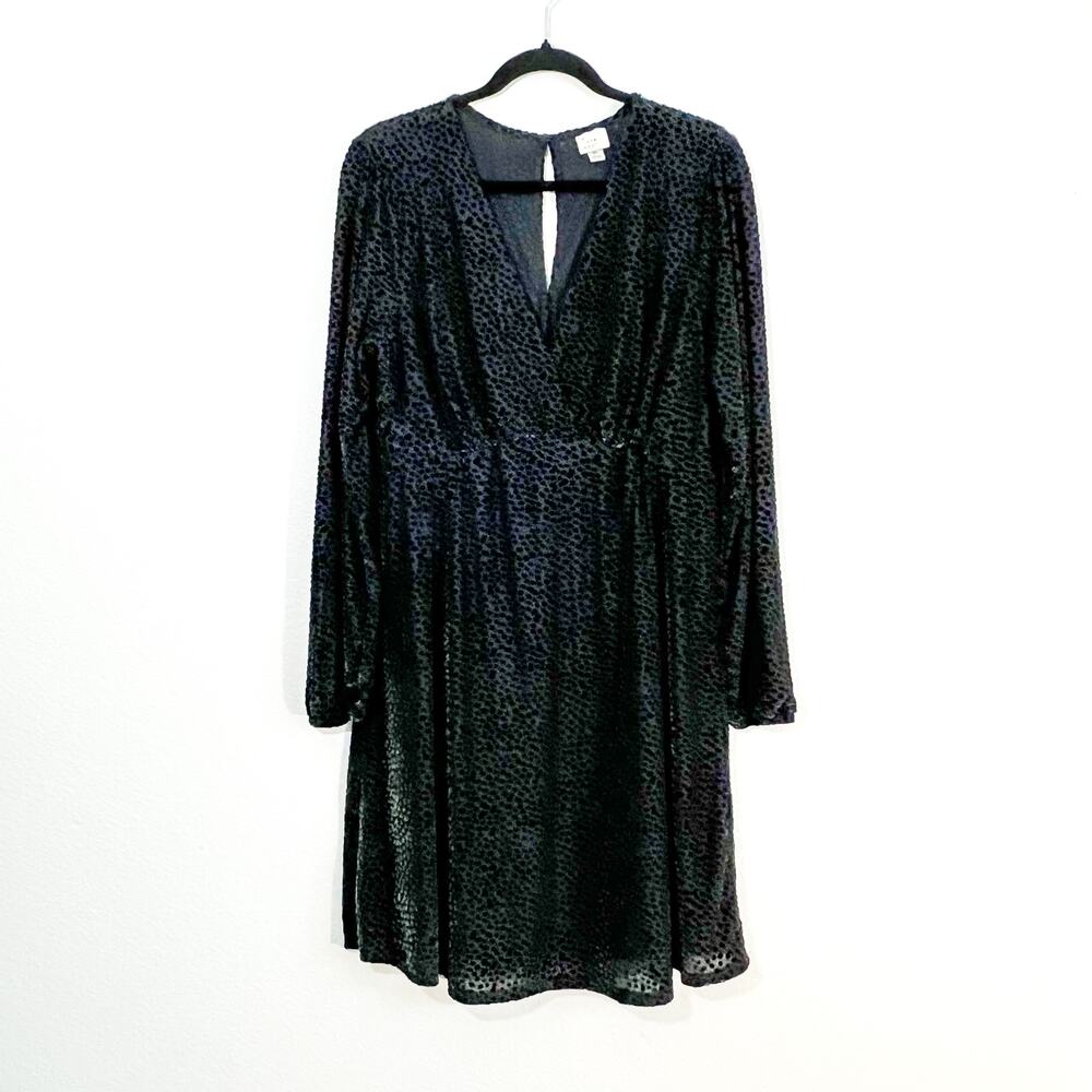 A New Day Velvet Burnout Dress Womens XL Babydoll Whimsigoth Fairy Grunge Dots